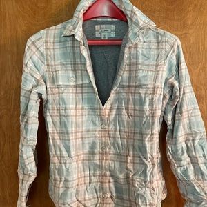 L L Bean Pastel Blue and Pink Shacket Small